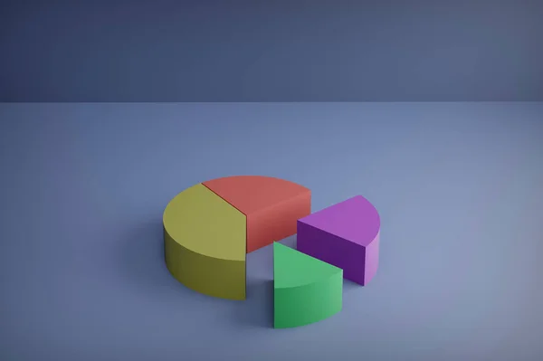 3d render, Set of different pie chart on isolated background, copy space horizontal