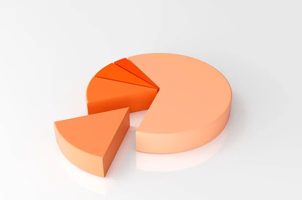 3Dレンダリング 空のオレンジ色の3D円グラフ白の背景 — ストック写真