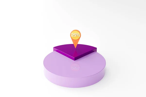 Render Purple Pie Grafiek Procent — Stockfoto