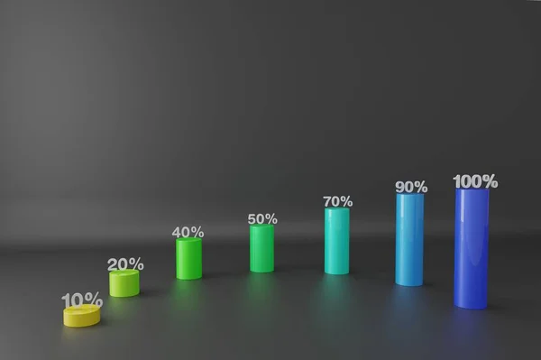 Render Groeibalk Grafiek Geïsoleerd Een Donkere Achtergrond — Stockfoto