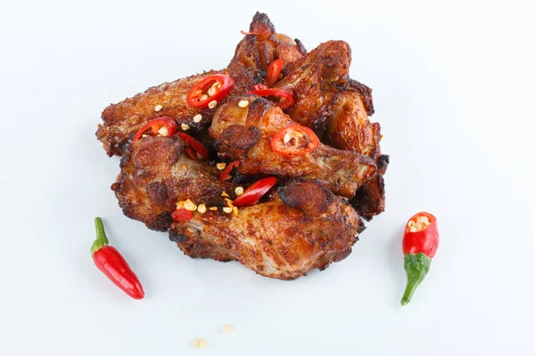 Fried grilled chicken legs isolated on white background. menu. fastfood — Stock Photo, Image