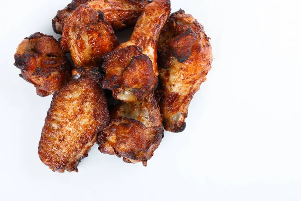 Smażony kurczak z grilla nogi na białym tle. w menu. Fastfood — Zdjęcie stockowe