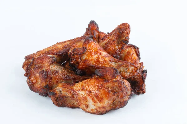 Smażony kurczak z grilla nogi na białym tle. w menu. Fastfood — Zdjęcie stockowe