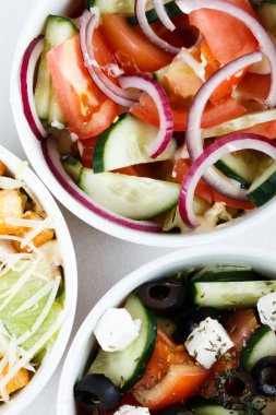 Üç yemekleri en iyi görünümü. taze, sebze, izole