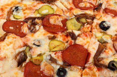 taze İtalyan pizza kapatın. set menü fotoğraf. geleneksel gıda