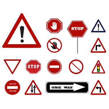 Vektör simgesi kırmızı Roadsigns seti