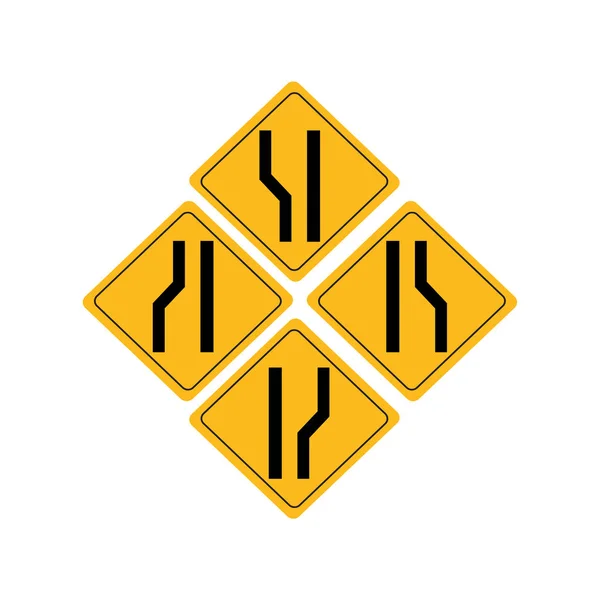 Żółta Ikona Wektor Zestaw Roadsigns — Wektor stockowy