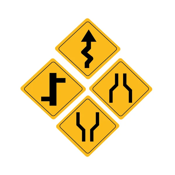 Gelbe Verkehrsschilder Setzen Vektorsymbol — Stockvektor
