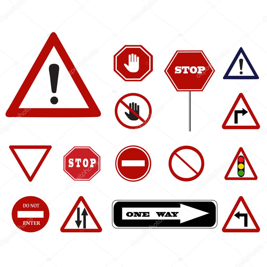 Red Roadsigns Set vector icon