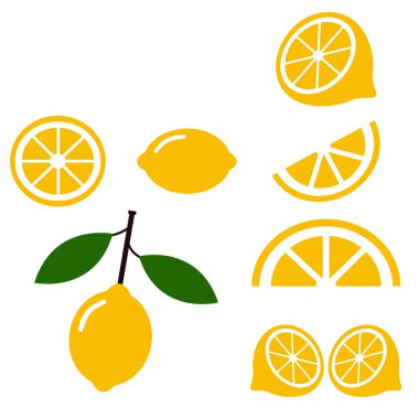 Limon kireç tema üzerinde izole sarı simgeleri ayarlamak