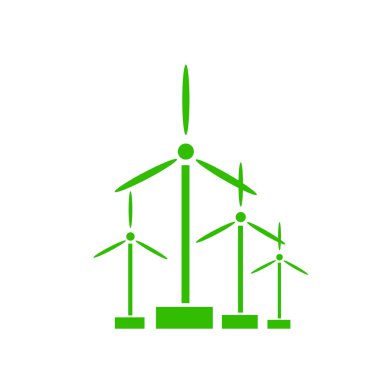 Elektrik yel değirmeni vektör simgesi. yeşil renk
