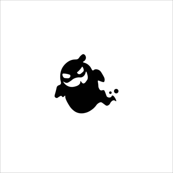 Icona Solida Fantasma Spaventoso Mostro Malvagio Notturno Halloween Partito Concetto — Vettoriale Stock