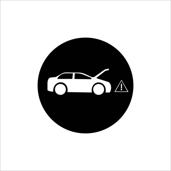 Cirkelvormig Pictogram Auto Voorzichtigheid Geïsoleerde Pictogram Witte Achtergrond Auto Service — Stockvector