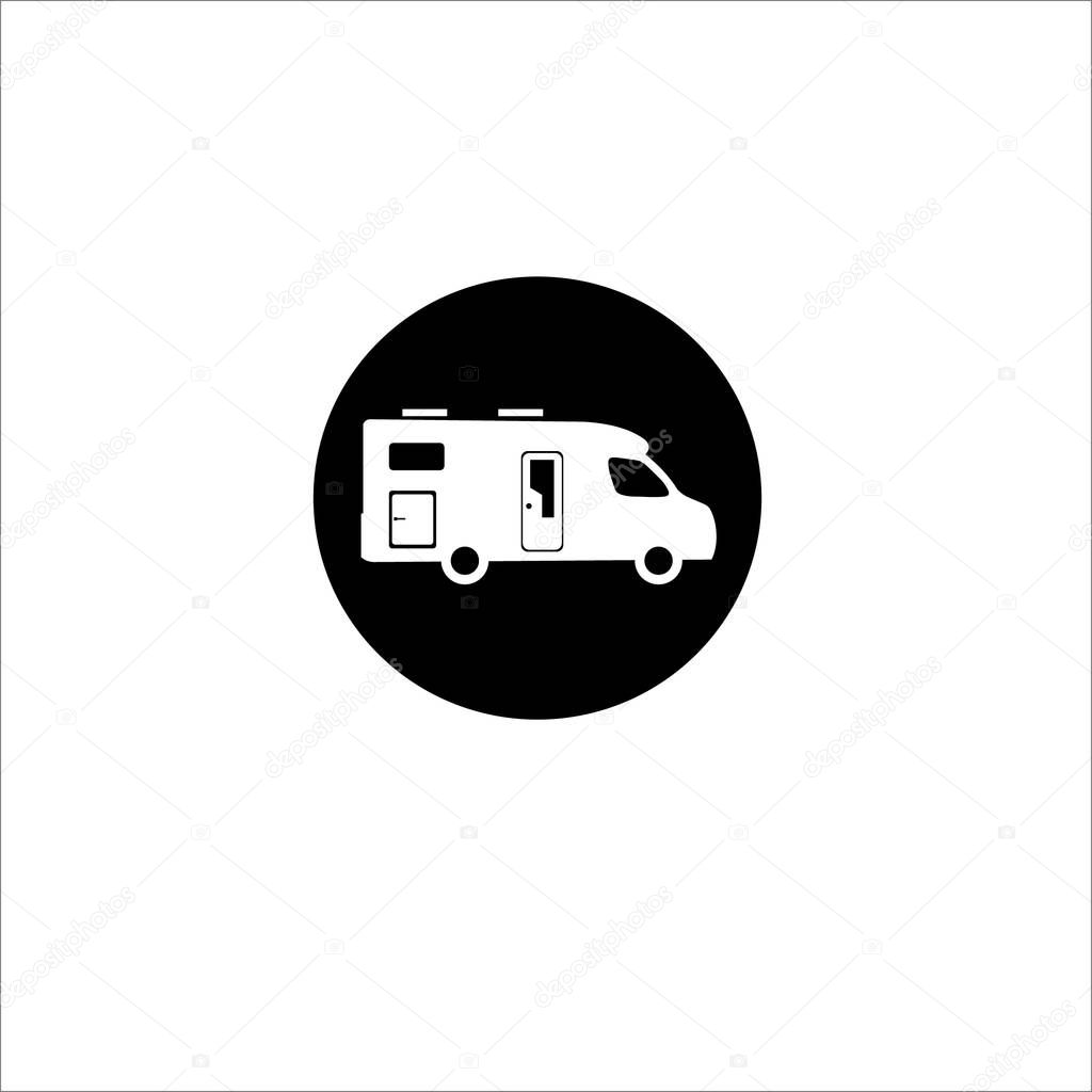 Flat Recreational Vehicles Icons set, motorhome 