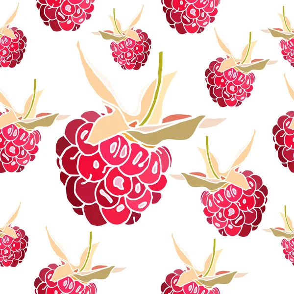 Pattern Fresh Summer Raspberries — Stock Vector