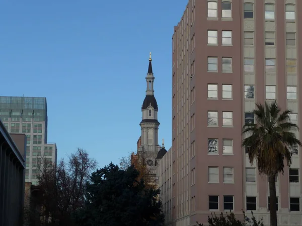 View Urban Buildings Greenery Tower Downtown Old Sacramento California — Stock Photo, Image