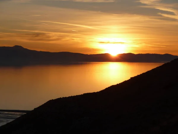 Toller Seeblick Mit Atemberaubendem Himmel Entlang Des Great Salt Lake — Stockfoto