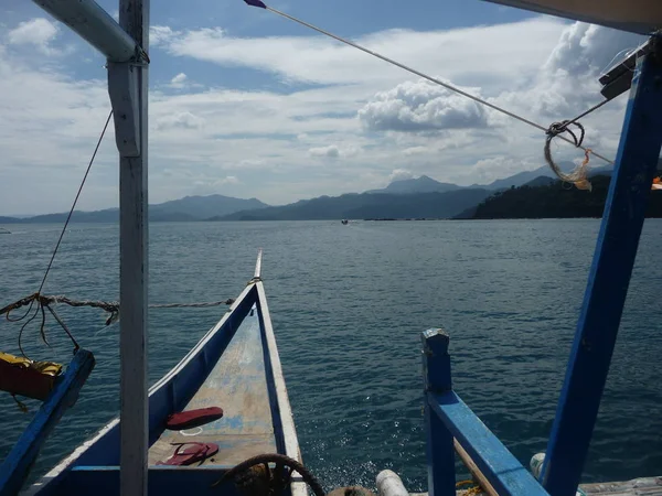 Maravilloso Océano Con Fondo Cielo Suave Desde Barco Local Palawan — Foto de Stock