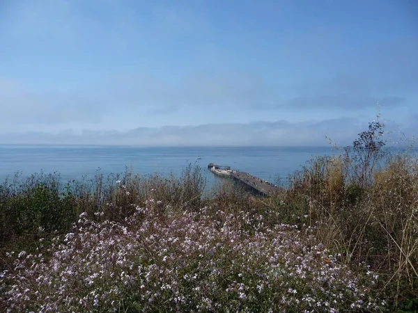 Niesamowity Ocean Gładkim Tle Nieba Wzdłuż Wybrzeża Kalifornii Środkowej — Zdjęcie stockowe