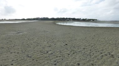 düşük gelgit sırasında tropikal plaj manzara