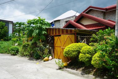 ev ve tropikal yeşillik ile kırsal sahne
