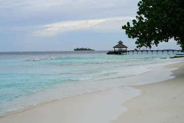 Vue Pittoresque Sur Cabane Bungalow Sur Mer — Photo