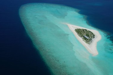 Maldivler bir deniz uçağı--dan güzel havadan görünümü 