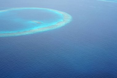 Maldivler bir deniz uçağı--dan güzel havadan görünümü 