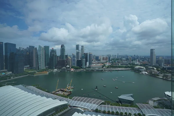 Vista Diurna Edifici Della Città Singapore Porto Con Navi — Foto Stock