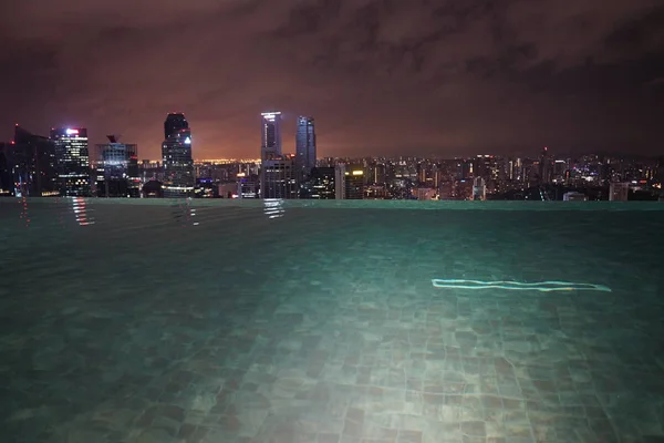 Singapur Budynków Hotel Cichy Pokój Oświetlony Nocy — Zdjęcie stockowe