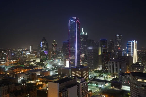 Dallas City Modern Buildings Illuminated Night — Stock Photo, Image