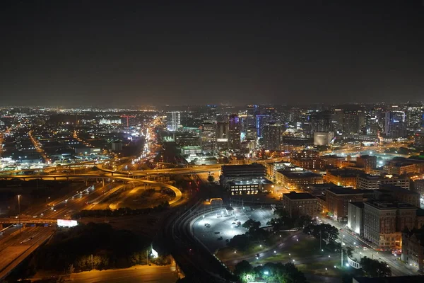 View Illuminated Night City Roads Traffic — Stock Photo, Image