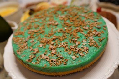 Yeşil tatlı pasta, yakın çekim