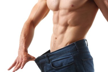 Çok atletik katlanmış adam Tema zayıflama olduğunu