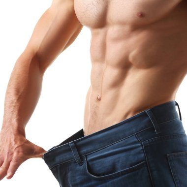 Çok atletik katlanmış adam Tema zayıflama olduğunu