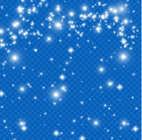 Polvo Radiante Montón Polvo Brillante Pequeñas Luces Brillantes Azules Blancas — Vector de stock