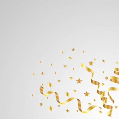 Damalı zemin üzerine izole kıvrıla kıvrıla altın. Altın konfeti. Festival vektör çizim 