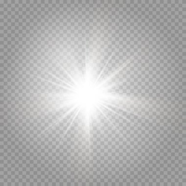 bir satranç tahtası üzerinde bir şeffaf beyaz ve gri arka plan üzerinde yıldız. Parlak beyaz ve altın yıldız, büyüleyici Parlatıcı, büyüleyici yanıp söner, parlak parlak yıldızlar topluluğu. Vektör çizim.