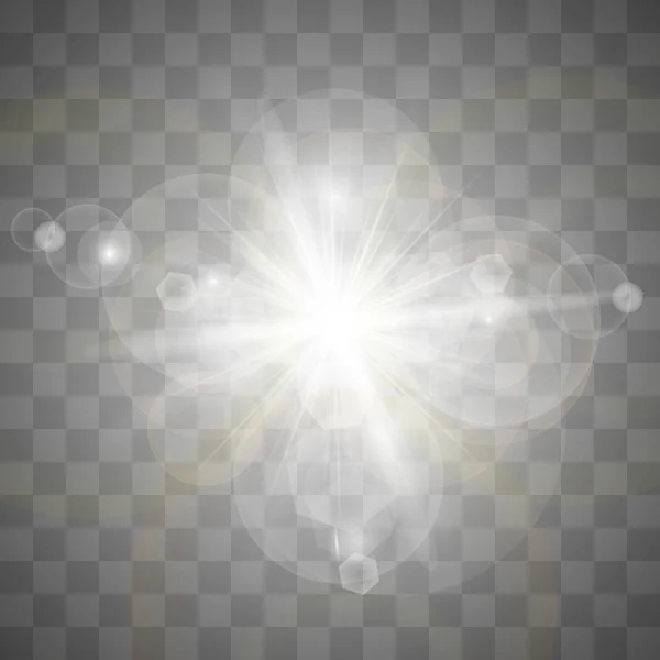 チェス盤に透明な白と灰色の背景には星です 白と金の星 魅力的な輝き 魅力的な点滅 明るい明るい星のコレクションのキラキラ ベクトル図 — ストックベクタ