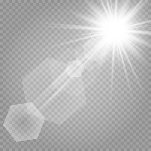 Soyut Şeffaf Güneş Işığı Özel Mercek Işık Efekti Hareket Halinde — Stok Vektör