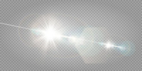 摘要透明太阳光特殊透镜照明效果好 矢量模糊 运动时发光 孤立而透明的背景 装饰元素 水平恒星爆发光芒和聚光灯 — 图库矢量图片
