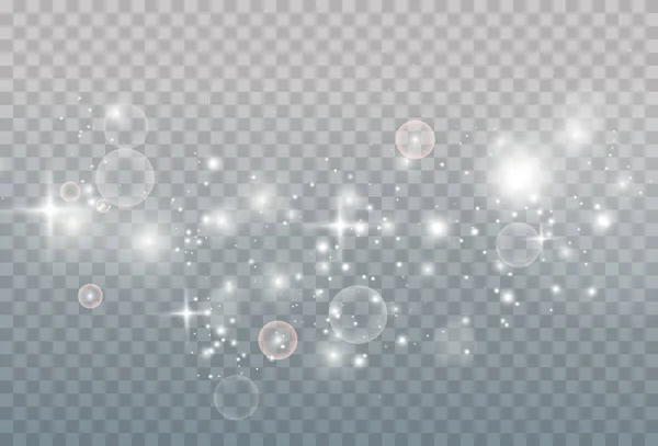 Сияющие Звезды Изолированы Прозрачном Белом Фоне Эффекты Блики Сияние Взрыв — стоковый вектор