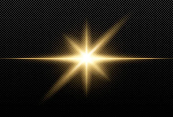 Luminous Line Sparks Black Background Light Effect Golden Color Vector — Stock Vector