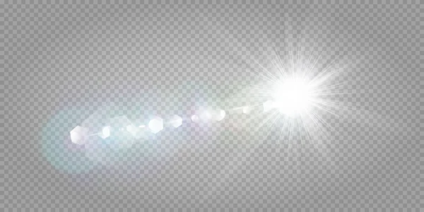 Étoiles Brillantes Isolées Sur Fond Blanc Transparent Effets Éblouissement Éclat — Image vectorielle