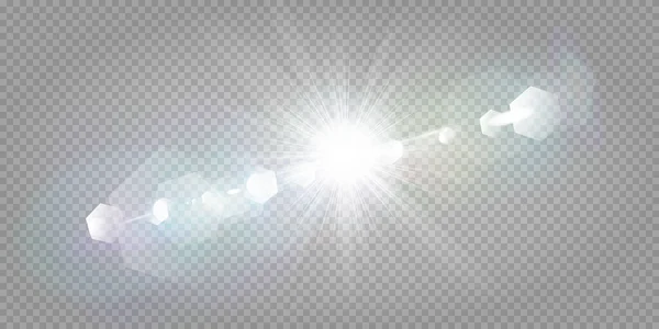 Leuchtende Sterne Isoliert Auf Einem Transparenten Weißen Hintergrund Effekte Blendung — Stockvektor