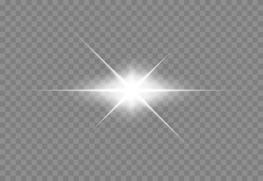 Soyut şeffaf güneş ışığı özel mercek ışık efekti. Hareket halinde vektör bulanıklığı parlaklığı. İzole edilmiş şeffaf arka plan. Dekor elemanı. Yatay yıldız patlaması ışınları ve spot ışıkları.