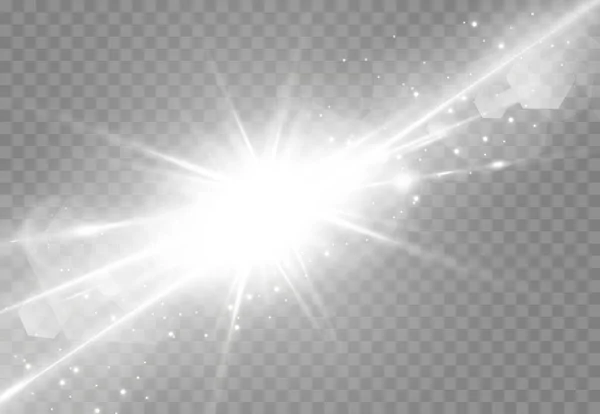 闪耀的星辰在透明的白色背景上被隔离 星星闪耀 美丽的阳光闪耀 矢量说明 — 图库矢量图片