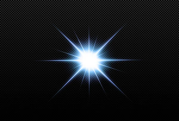 Glänsande Neon Stjärnor Isolerad Svart Bakgrund Effekter Linsbloss Glans Explosion — Stock vektor