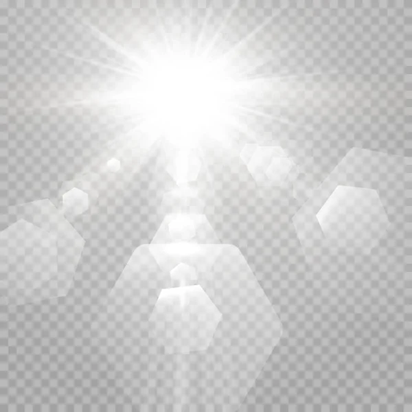 Abstract Transparant Zonlicht Speciale Lens Flare Licht Effect Vector Wazig — Stockvector