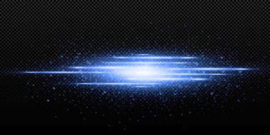 Vektör neon ışık setlerinin etkilerini tanıtmak. Parlak mavi soyut çizgi. Şeffaf mercek parlamasına uygun. Parlak ışık oyun tasarımı, afişler, posterler için kullanılabilir.